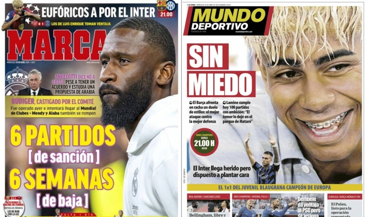 Portadas de 'Marca' y 'Mundo Deportivo' del 30-04-2025. Marca/MundoDeportivo