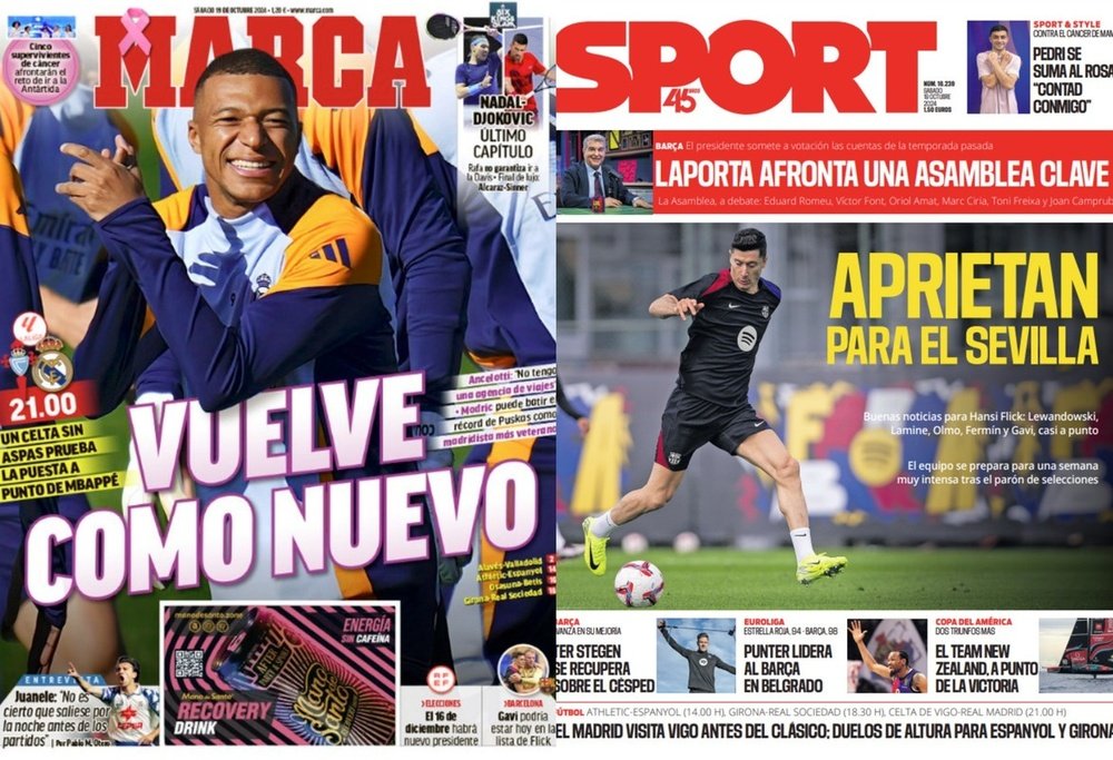 Portadas de la prensa deportiva del 19-10-24. Marca/Sport