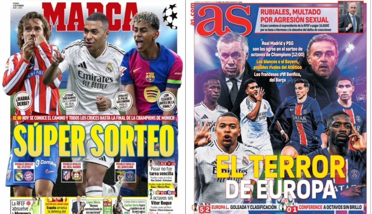 Portadas de la prensa deportiva del 21-02-25. Marca/AS