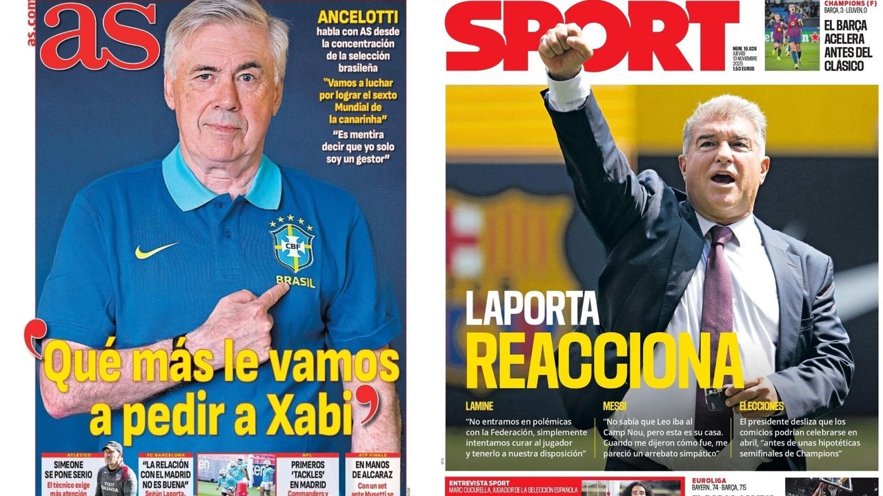 Las portadas de la prensa deportiva del jueves 13 de noviembre. As/SPORT