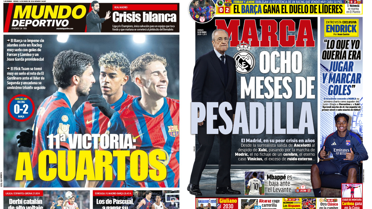 Portadas de la prensa deportiva del 16-01-26