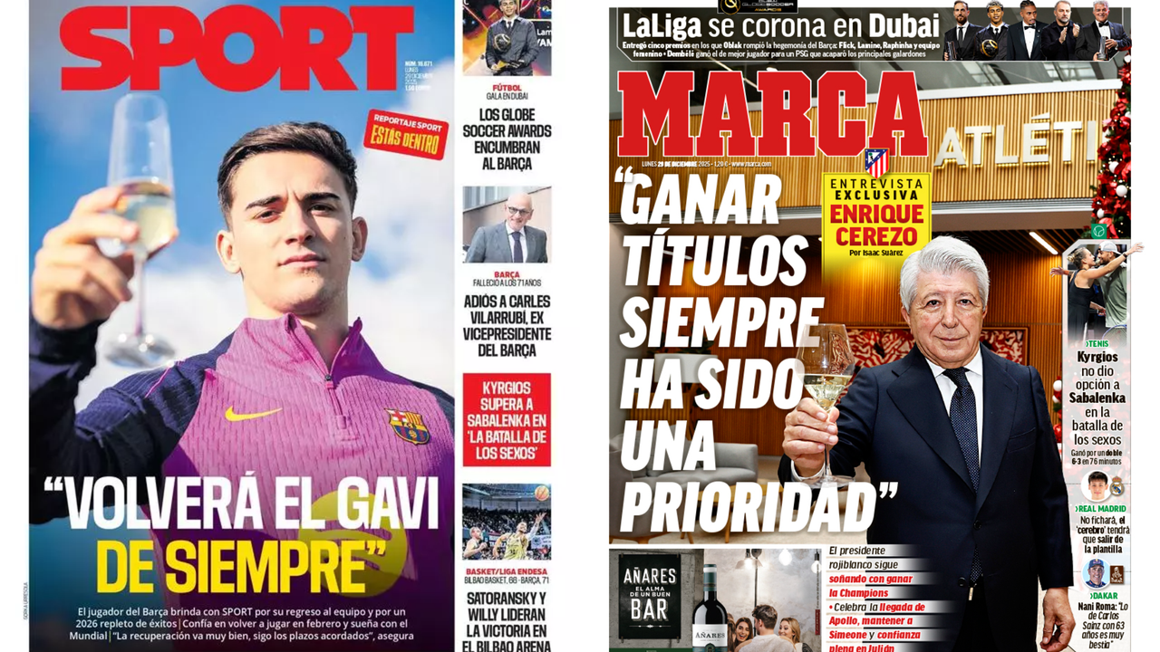 Portadas de la prensa deportiva del 29-12-25