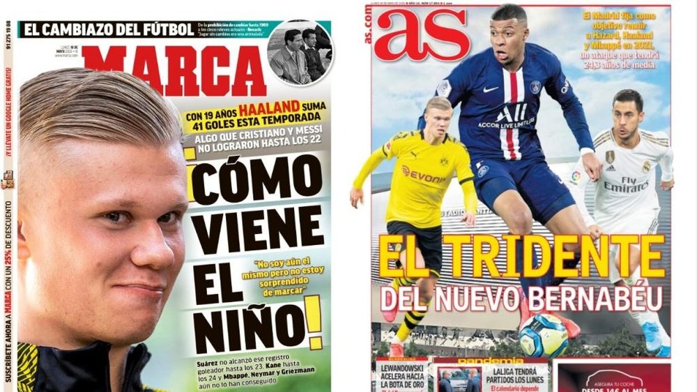 Capas dos jornais espanhóis Marca e AS.