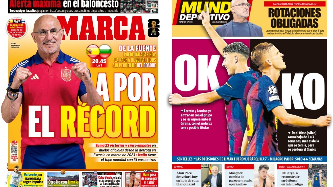 Portadas de la prensa deportiva del 14-10-25