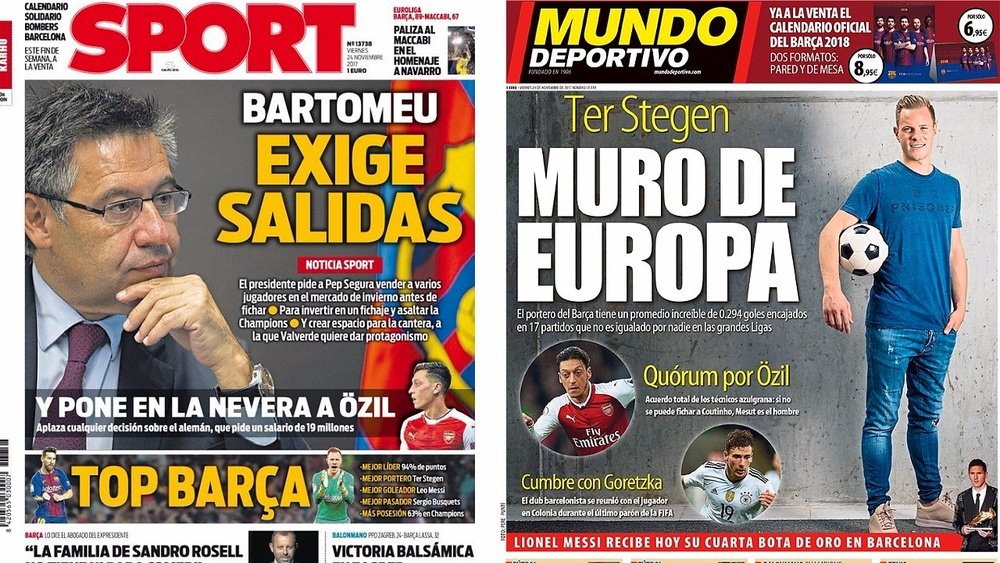 Diferentes informaciones en las portadas de Barcelona. BeSoccer