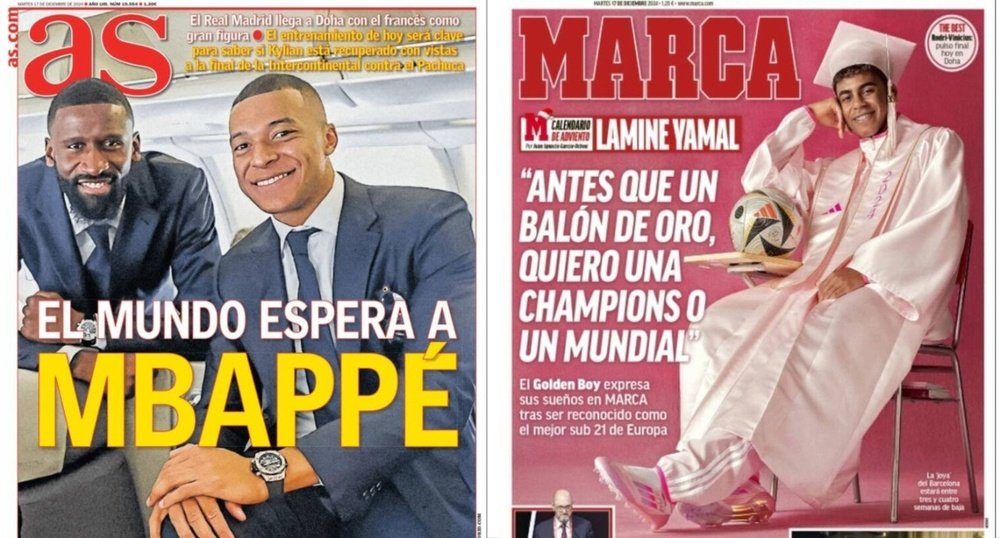 Portadas del AS y el Marca del día 17 de diciembre de 2024. AS/Marca