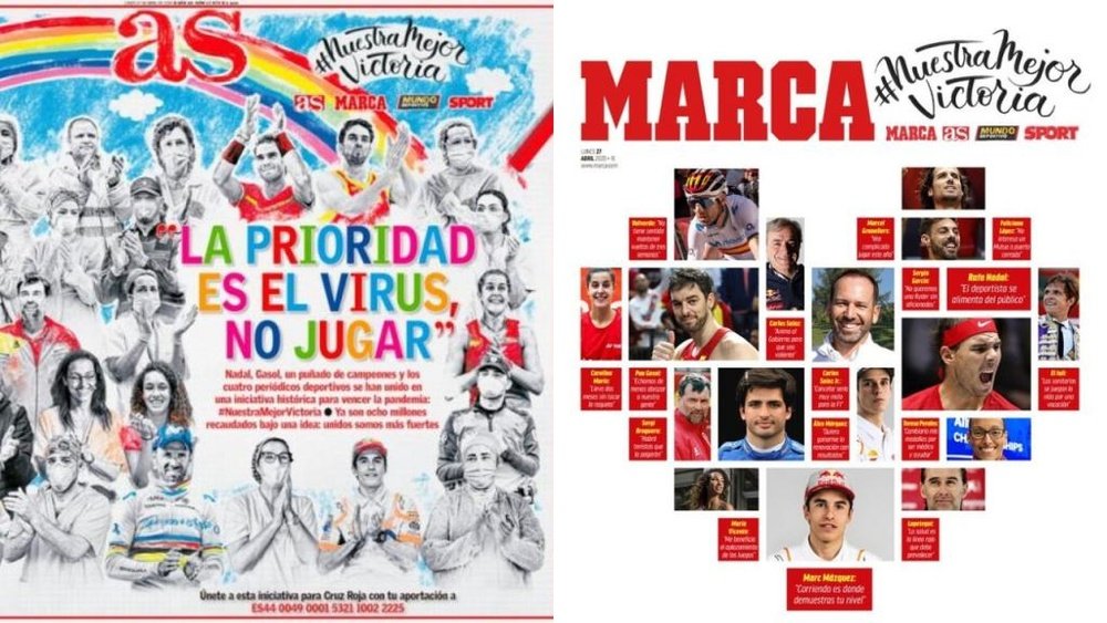 Les Unes des journaux sportifs en Espagne du 27 avril 2020. Marca/AS