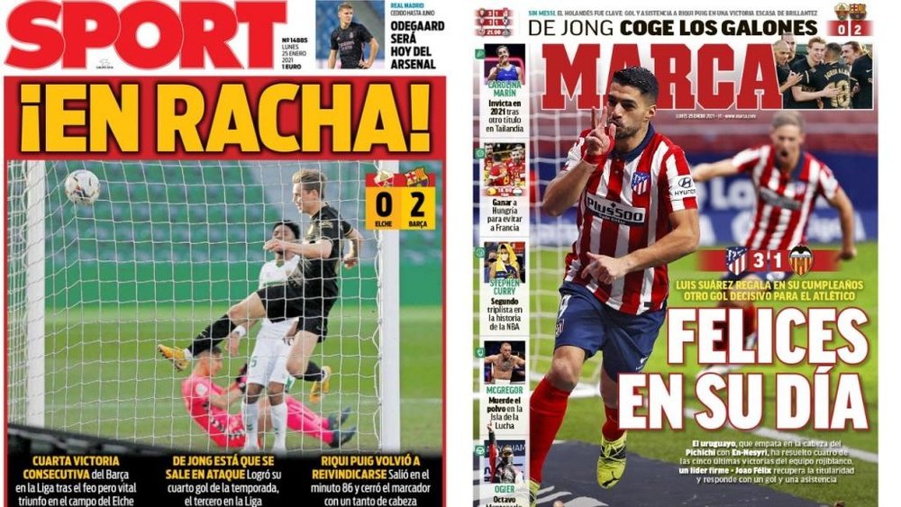 As capas da imprensa esportiva de 25 de janeiro de 2021. Sport/Marca