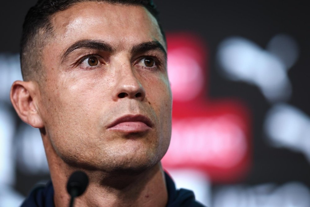 Cristiano Ronaldo, líder da Seleção Portuguesa, passou pela sala de imprensa. EFE