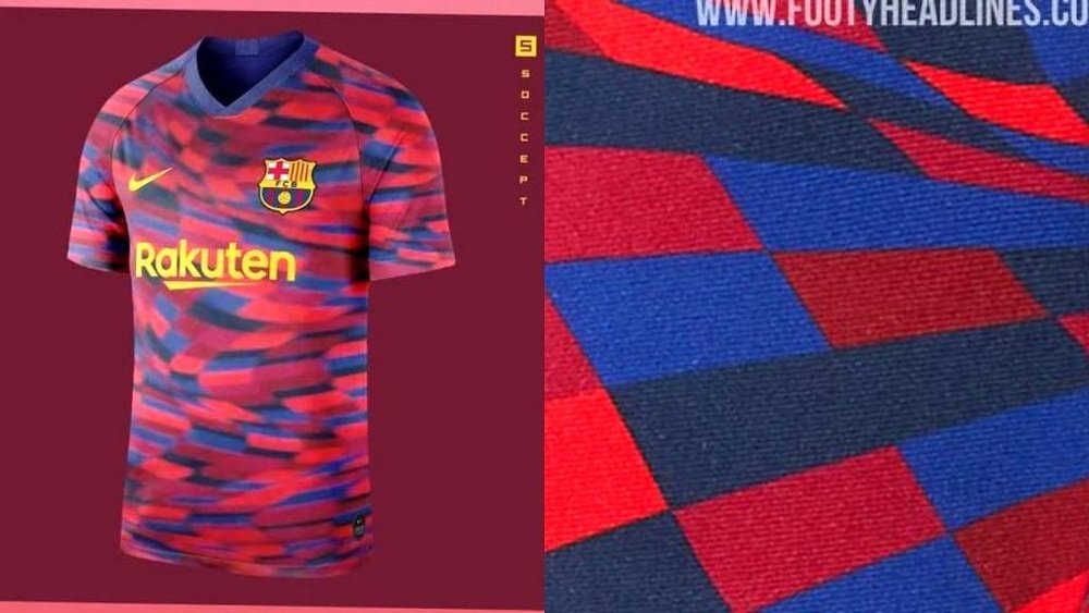 Des images du possible maillot d'entraînement du Barça. Captures/besoccept/FootyHeadlines