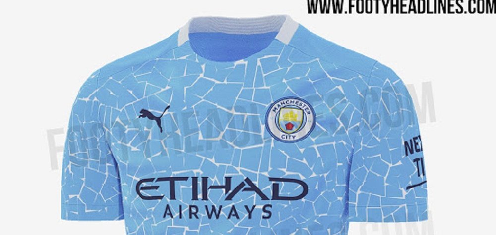 Site revelou a suposta nova camisa do Manchester City para a temporada 2020-21. FootyHeadlines