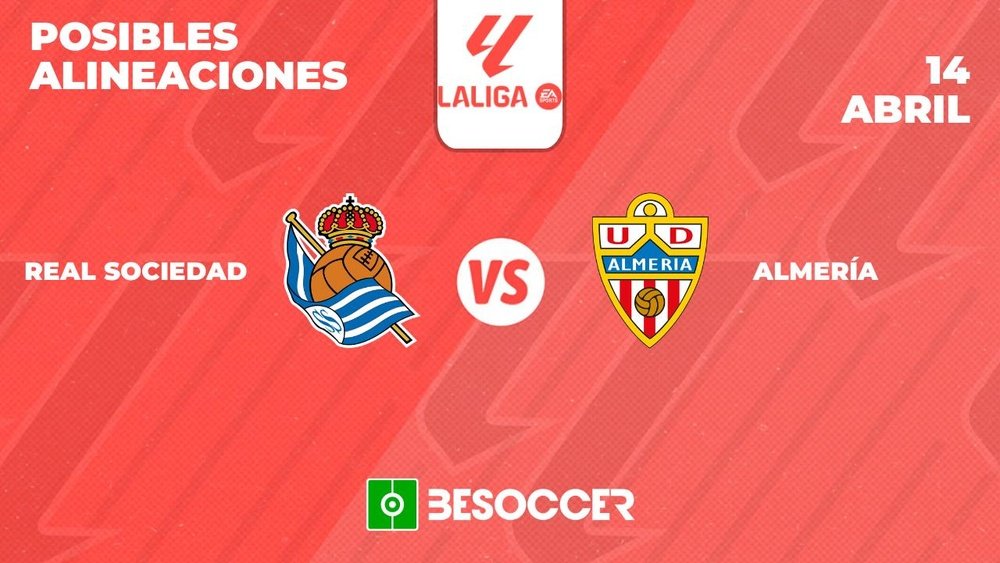 Posibles alineaciones de Real Sociedad-Almería de la Primera División 2023-24. BeSoccer