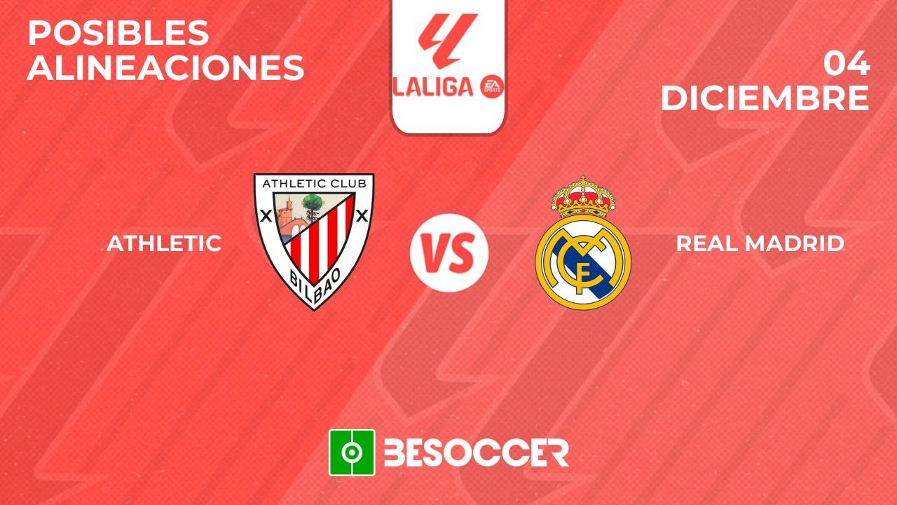 Posibles alineaciones del Athletic-Real Madrid de la Primera División 2024-25. BeSoccer