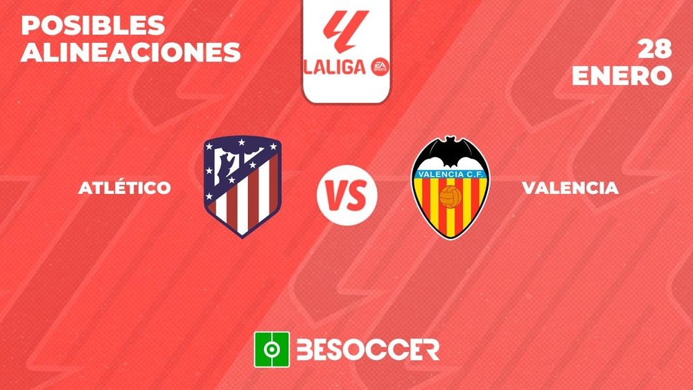 Posibles alineaciones del Atlético de Madrid-Valencia de la Primera División 2023-24. BeSoccer