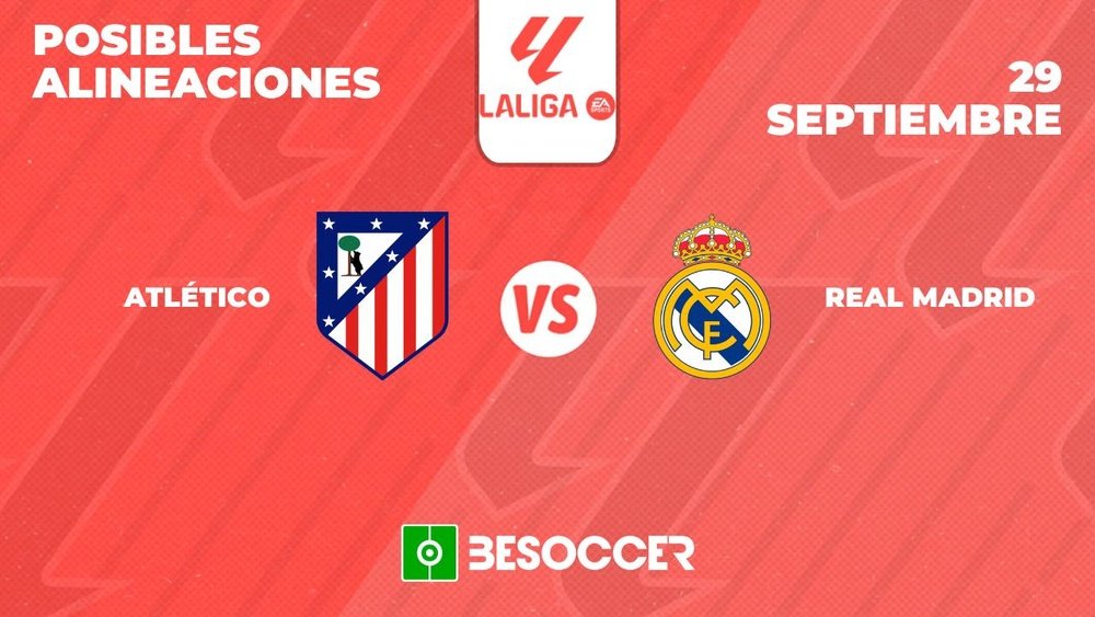 Posibles alineaciones del Atlético-Real Madrid de la Primera División 2024-25. BeSoccer