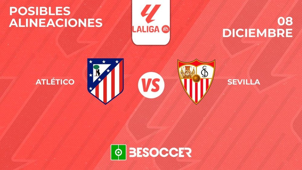 Posibles alineaciones del Atlético-Sevilla de la Primera División 2024-25. BeSoccer