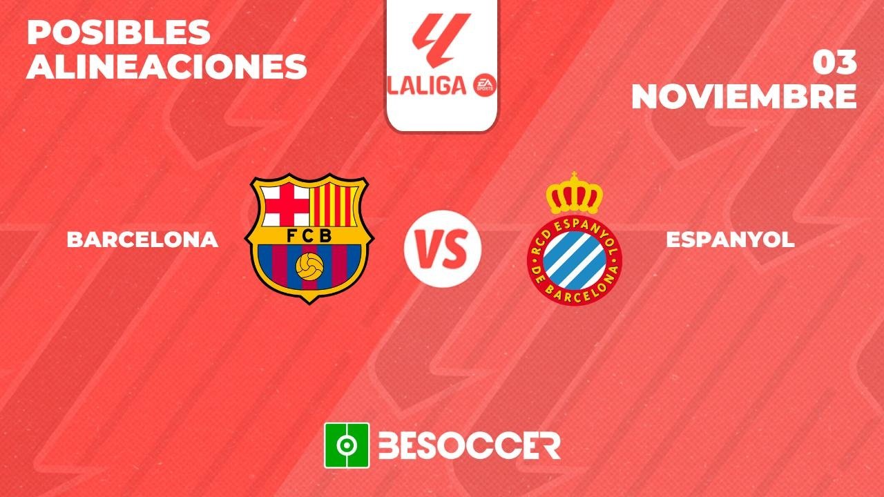 Posibles alineaciones del Barcelona-Espanyol de la Primera División 2024-25. BeSoccer