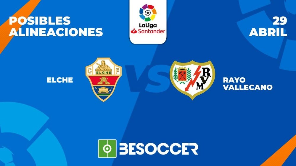 Posibles alineaciones del Elche-Rayo Vallecano de la Primera División 2022-2023. BeSoccer