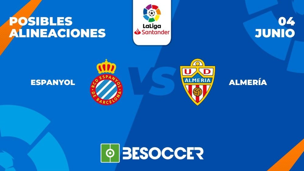 Posibles alineaciones del Espanyol-Almería de la Primera División 2022-2023. BeSoccer