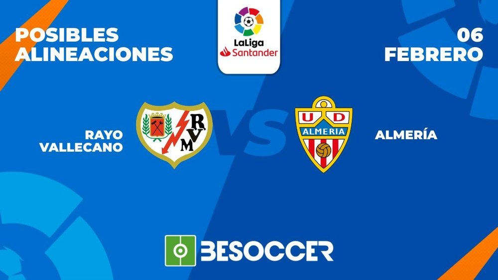 Posibles alineaciones del Rayo Vallecano-Almería de la Primera División 2022-2023. BeSoccer