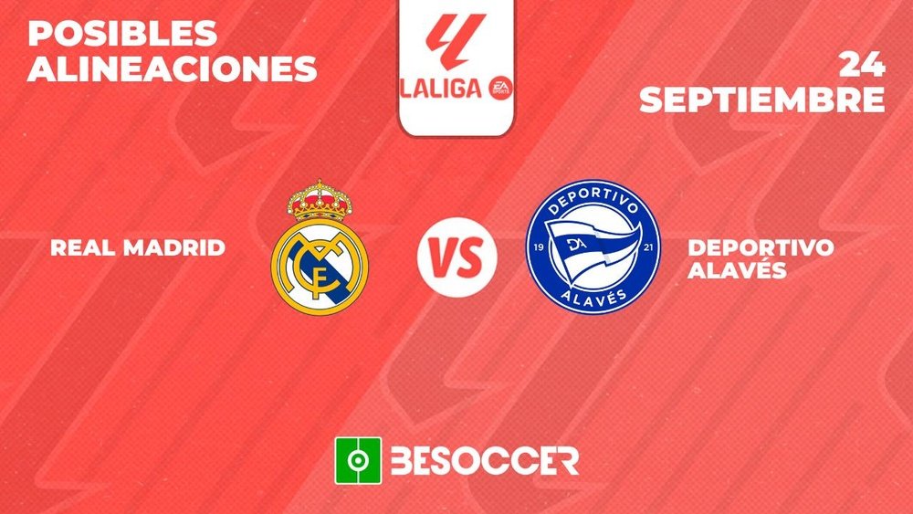 Posibles alineaciones del Real Madrid-Alavés de la Primera División 2024-25. BeSoccer