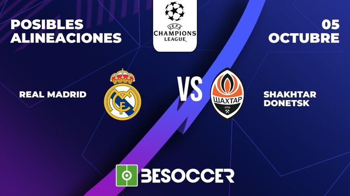 Posibles alineaciones del Real Madrid-Shakhtar Donetsk. BeSoccer