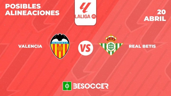 Posibles alineaciones del Valencia-Betis de la Primera División 2023-24. BeSoccer