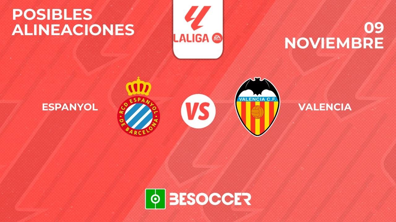 Posibles alineaciones del Valencia-Espanyol de la Primera División 2024-25. BeSoccer