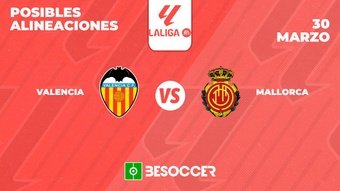 Posibles alineaciones del Valencia-Mallorca de la Primera División 2023-24. BeSoccer