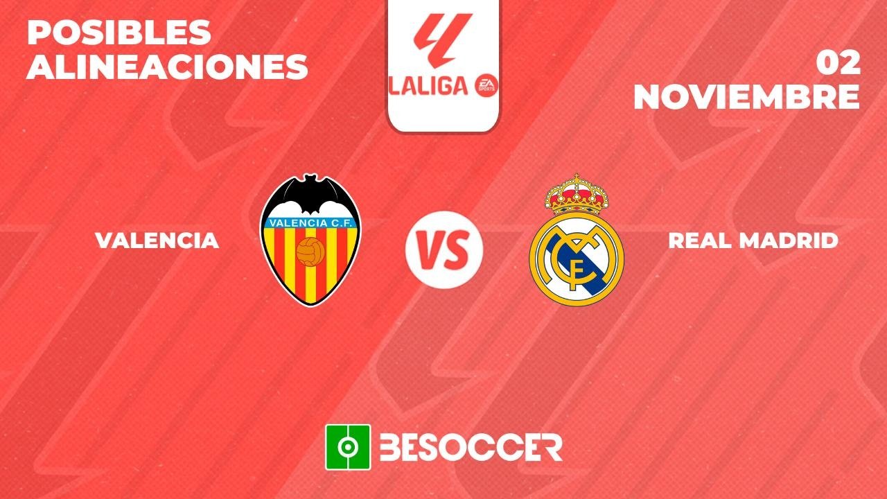 Posibles alineaciones del Valencia-Real Madrid de la Primera División 2024-25. BeSoccer