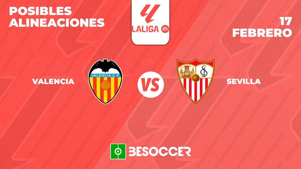 Posibles alineaciones del Valencia-Sevilla de la Primera División 2023-24. BeSoccer