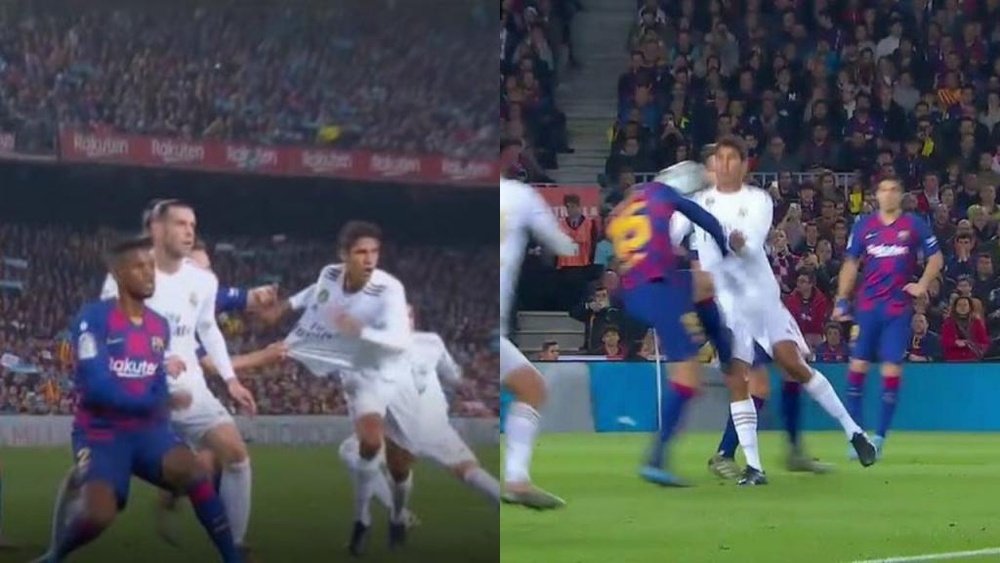 Le Real réclamait deux penaltys sur Varane. Captures/MovistarFutbol