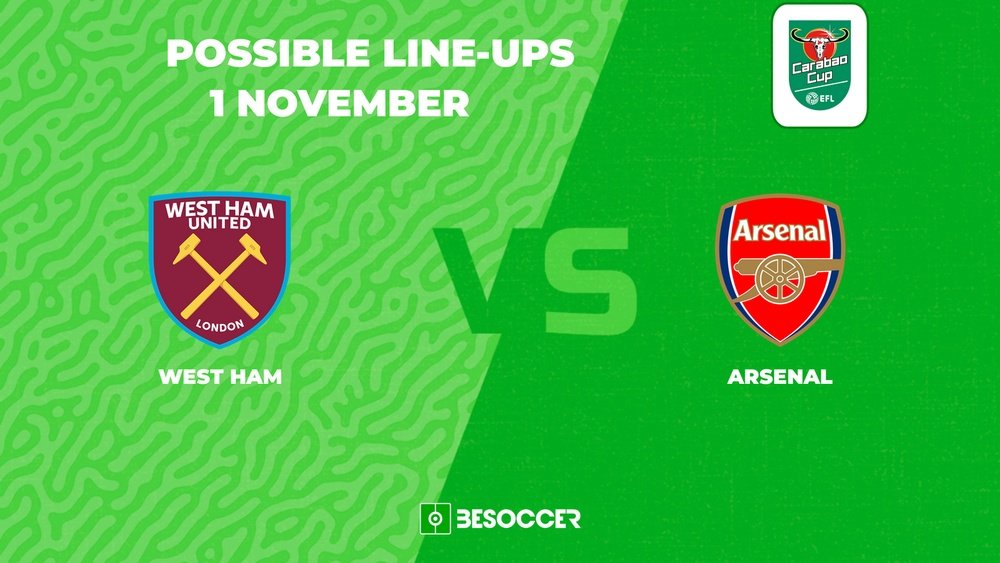 Possible lineups for West Ham's EFL Cup tie against Arsenal. BeSoccer