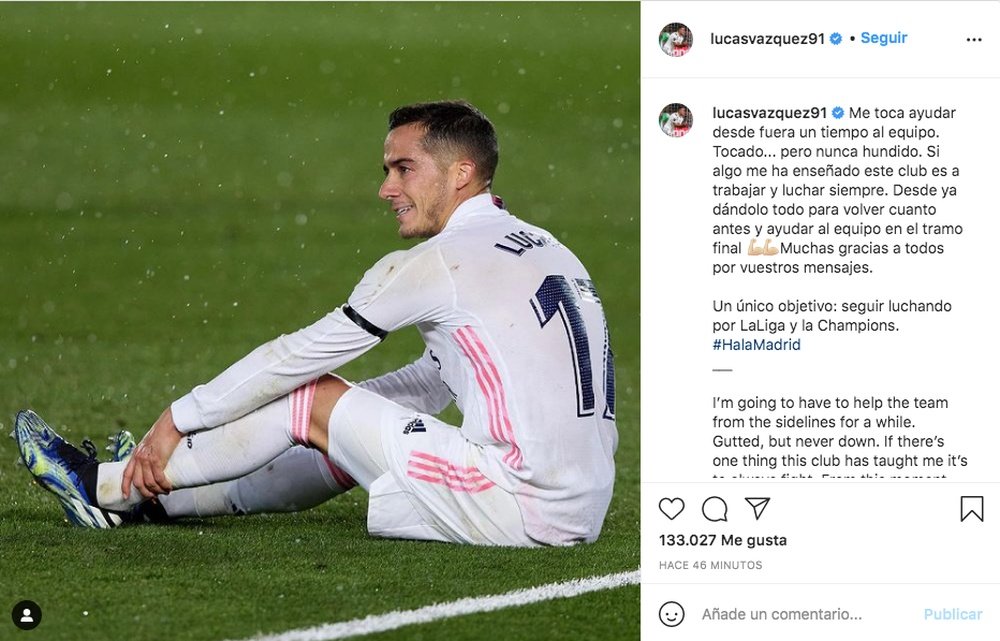 Lucas Vazquez has written an Instagram post. Screenshot/Instagram/lucasvazquez91