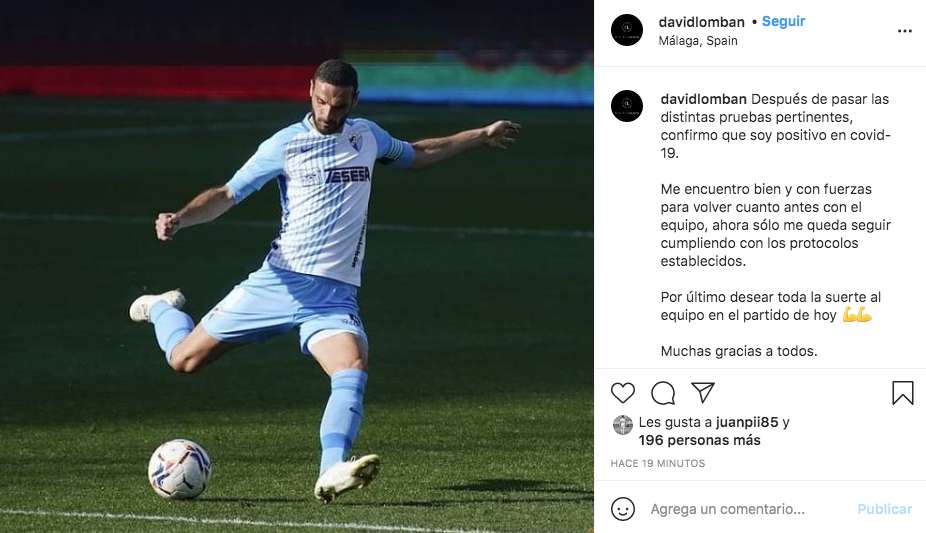 Lombán confirma en Instagram que es positivo
