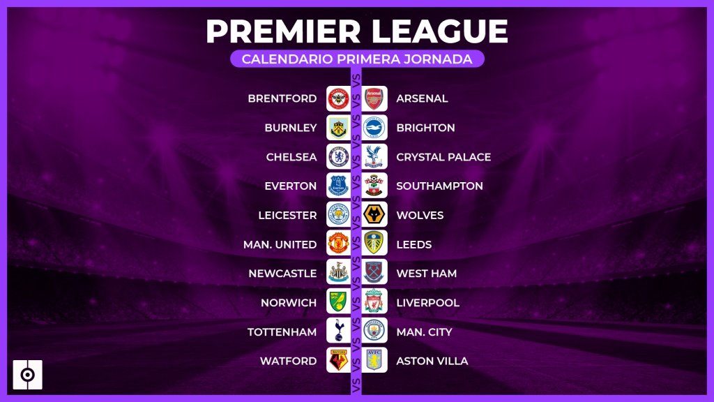 el calendario 21-22 de la Premier League: en la 1