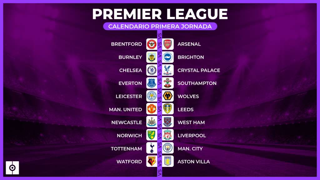 el calendario 21-22 de la Premier League: en la 1