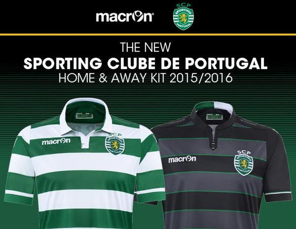 Primera y segunda equipación del Sporting de Lisboa, de la marca Macron. Twitter