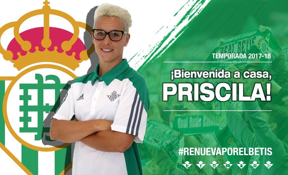Priscila jugará en el Betis tras siete temporadas en el Atlético. RealBetisFem