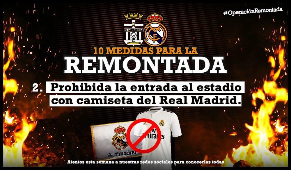 El Cartagena no permitirá la entrada a su estadio con camisetas del Real Madrid. Cartagena