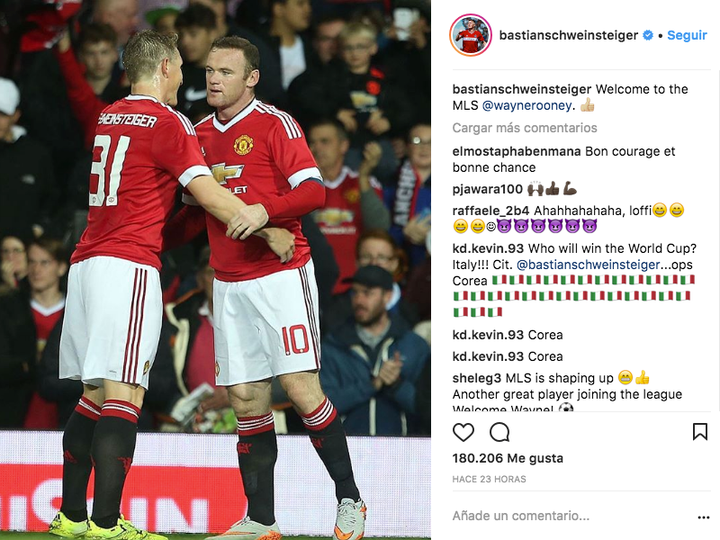 Schweinsteiger souhaite la bienvenue en MLS à Rooney