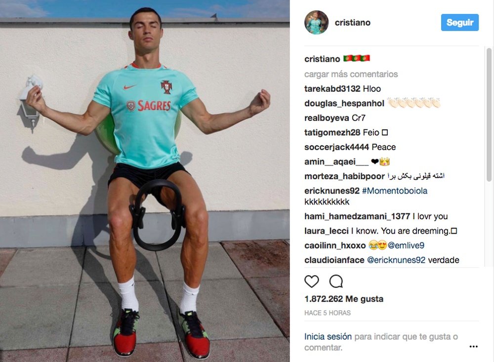 Cristiano Ronaldo se prepara para el choque ante Chile. Instagram