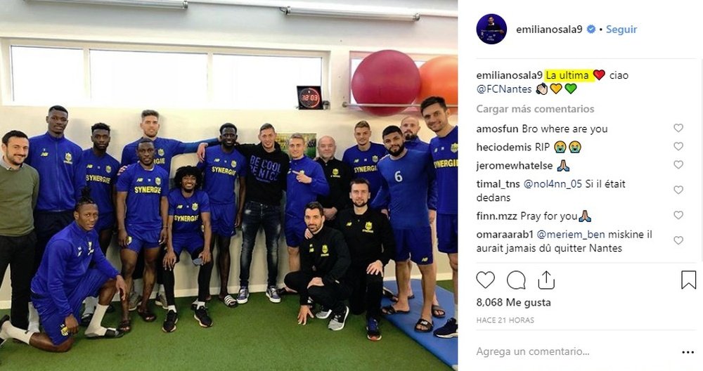 Emiliano Sala viajó del País de Gales a Francia para despedirse de sus ex compañeros. Instagram