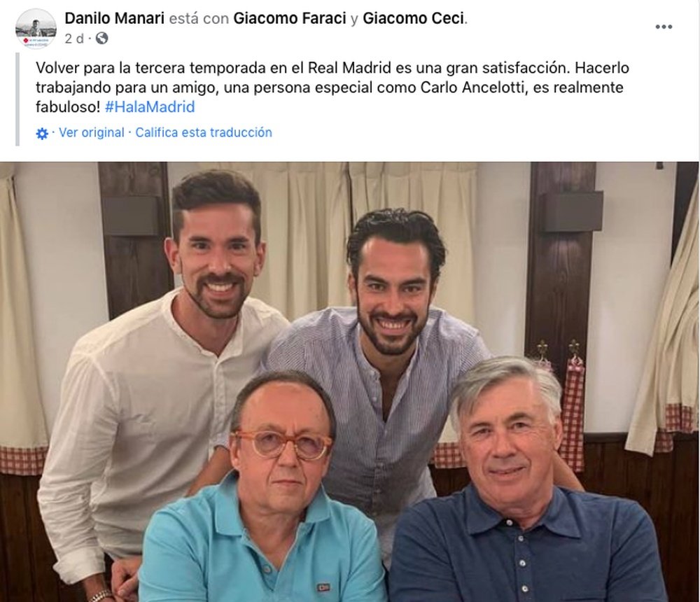El propio Danilo Manari anunció su incorporación al Madrid. Captura/Facebook/Danilo Manari