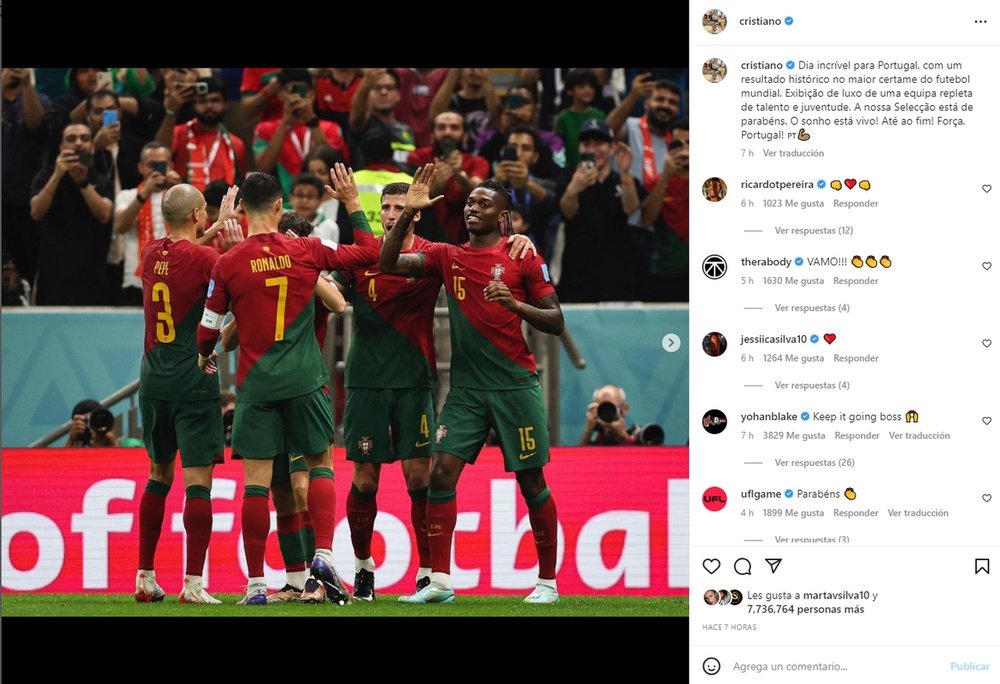 Ronaldo did not start against Switzerland. Screenshot/Instagram/Cristiano