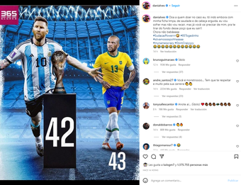 Dani Alves joked about his and Messi's achievements on social media. Screenshot/Instagram/danialves