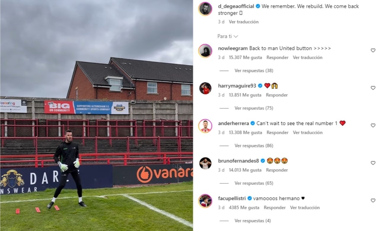 David de Gea posted a video on social media showing him training with Altrincham FC, who play in the fifth tier in England. According to reports, the Spanish goalkeeper intends to play again soon.