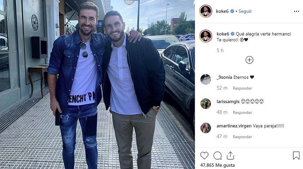 Griezmann liked Koke's photo with Gabi. Instagram/koke6