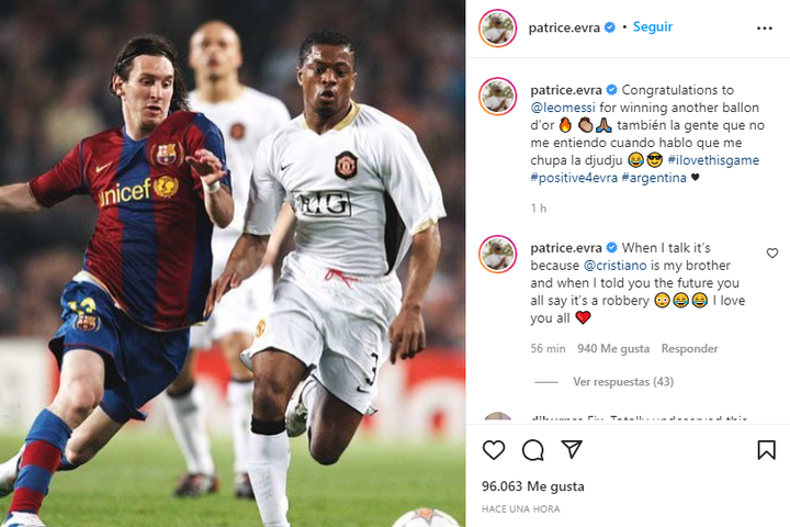 Evra congratulates Messi on winning Ballon d'Or despite it not being announced yet!
