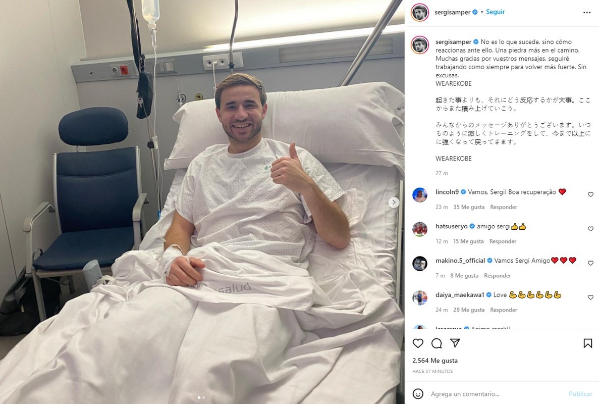 Sergi Samper, operado del cruzado. Captura/Instagram/sergisamper